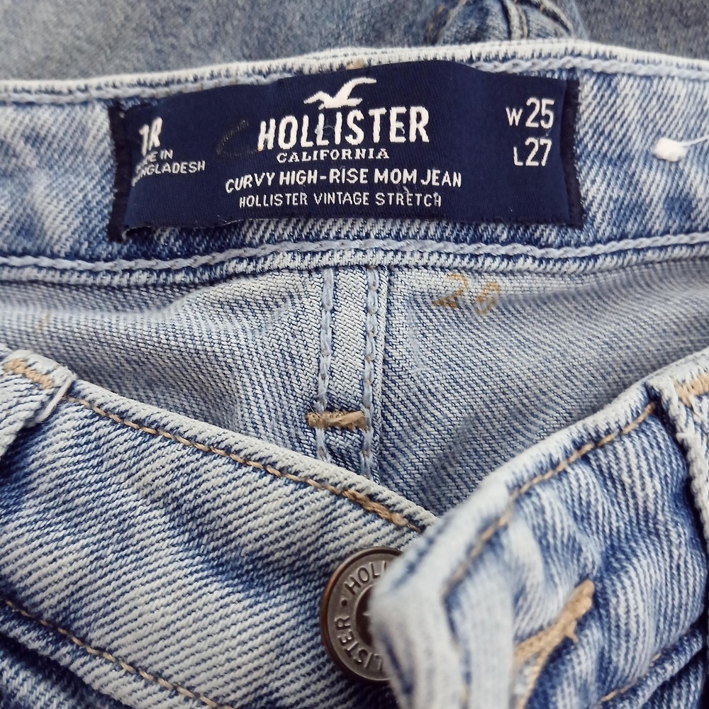 Hollister Jeans Womens 25x27 Light Wash Curvy High-Rise Mom Distressed Denim - Picture 8 of 10